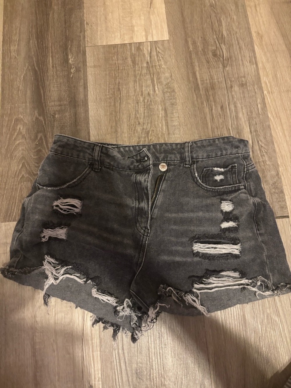 Distressed Black High Waisted Denim Women's Shorts